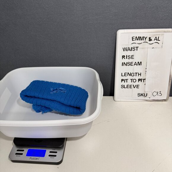 NFL Detroit Lions Knit Beanie Pom Hat OSFA Blue Football Winter Logo Warm EUC - Picture 8 of 8